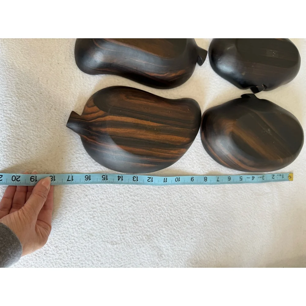 Vintage Unbranded Wooden Fruit chili pepper Shaped appetizer Bowls Set Brown